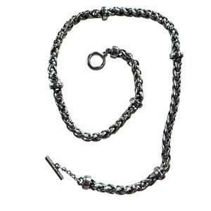 Ralph Lauren Silver-Tone Toggle Choker Necklace Spiga Espiga Wheat Chain